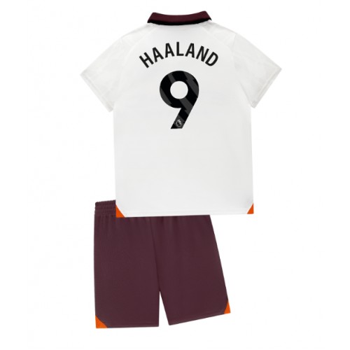 Manchester City Erling Haaland #9 Bortedraktsett Barn 2023-24 Kortermet (+ Korte bukser) Manchester City Erling Haaland #9 Bortedraktsett Barn 2023-24 Kortermet (+ Korte bukser)